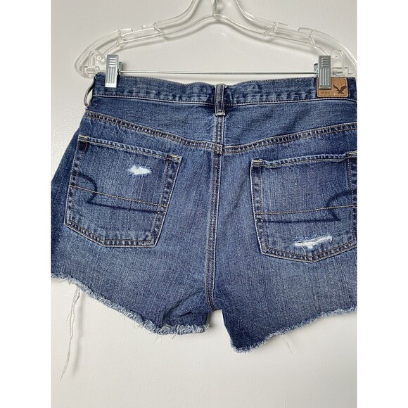 American Eagle Relaxed Shorts Women's Size 2 Dark Wash Distressed Blue - Picture 11 of 11